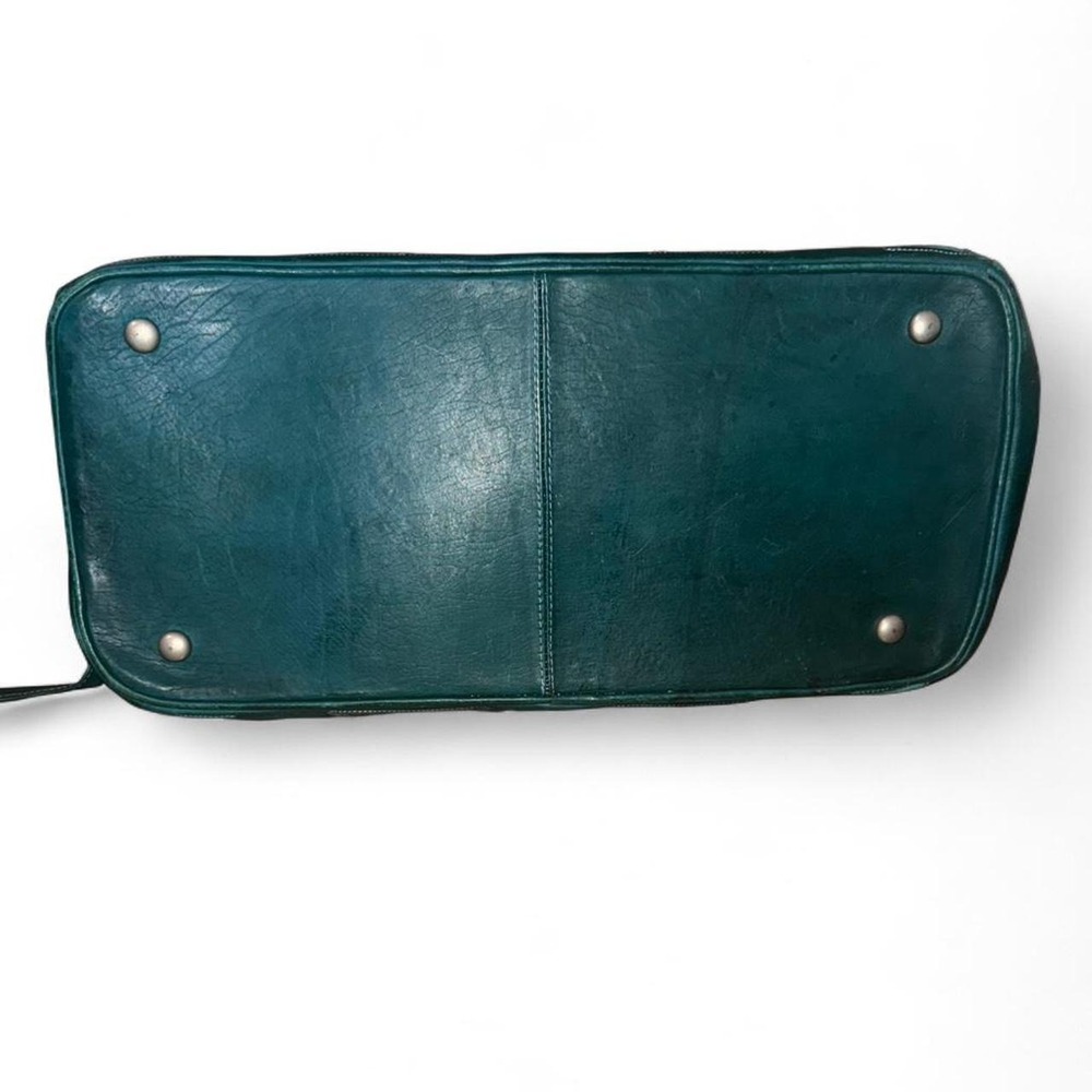 Leaders in Leather Hand Tooled Cutout Tooled Teal Green Tooled Weekender - Picture 3 of 8